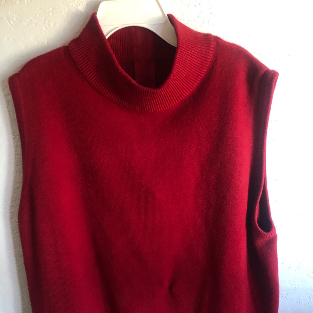 Sleeveless Red Turtleneck